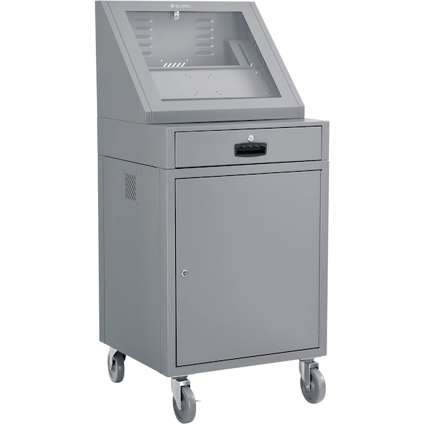 Global Industrial Mobile LCD Console Computer Cabinet, Dark Gray 273115GY - main